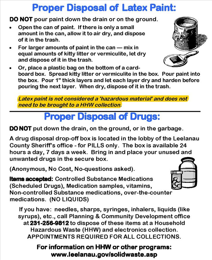 Proper Disposal of Latex paint & drugs